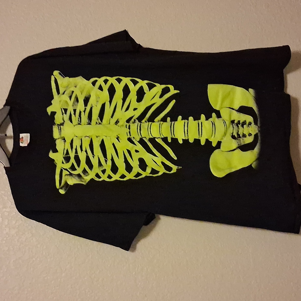 2XL Mens Glow-in-the-Dark Skeleton T Shirt - Black